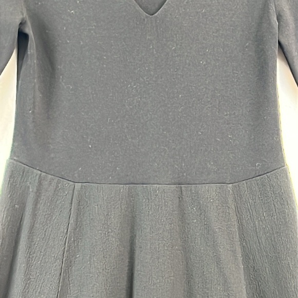 Vince Beautiful Midi Dress Size L Black Fit/Flare Long Sleeve V-Neck Like New - Picture 4 of 12